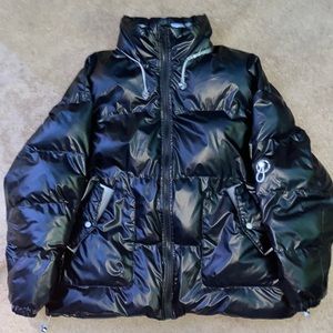 Drawstring Puffer Coat With Pockets, Thickened Thermal Jacket Top For Winter